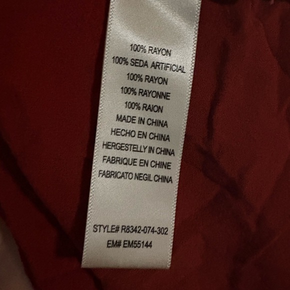 Anthropologie Red Pleated Long Sleeve Gown - Picture 5 of 5